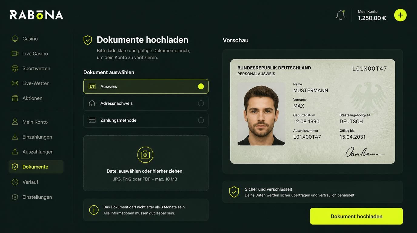 Dokumenten-Upload für Verifizierung